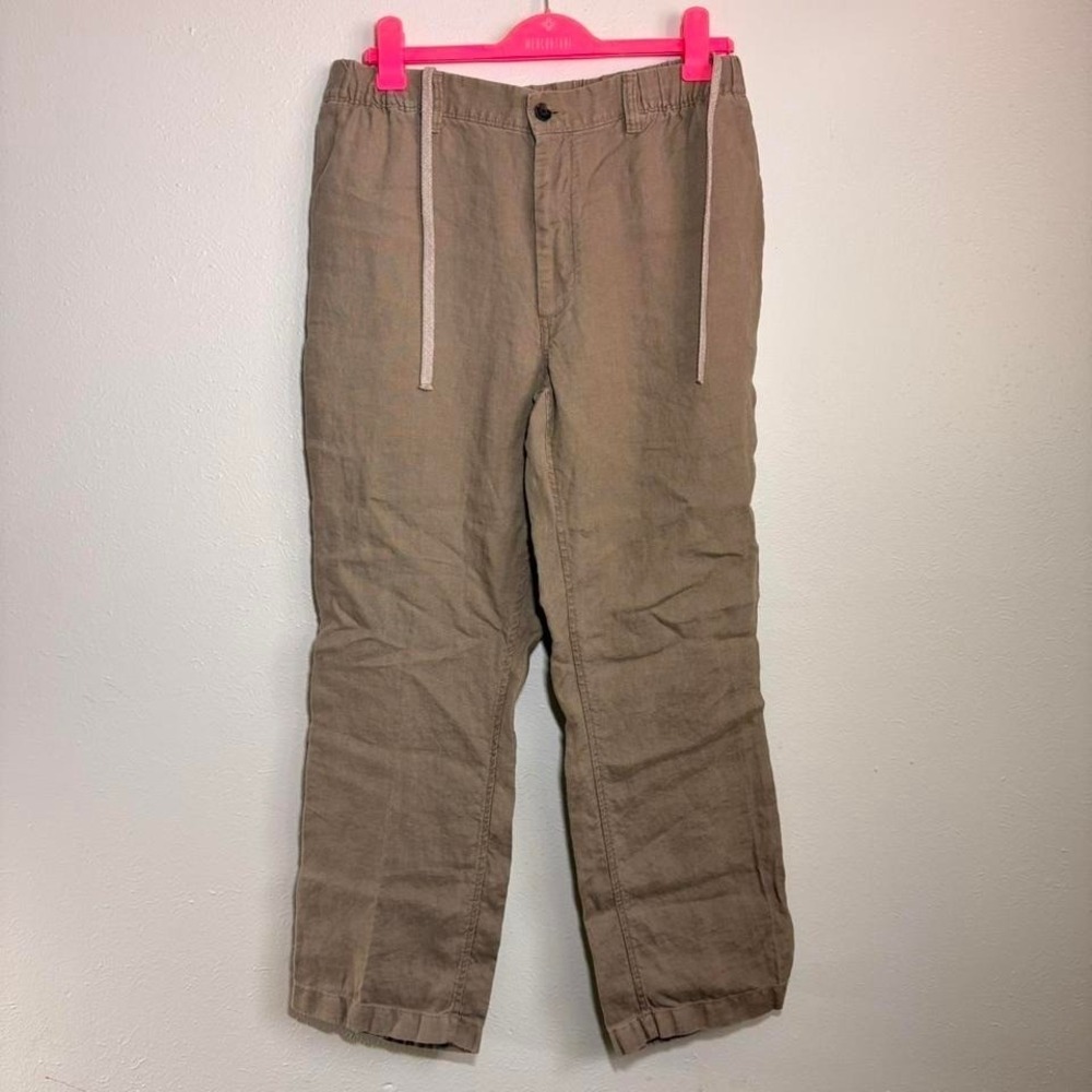 Caribbean Men's Size 36x30" Linen Pants Beige Drawstring Resort Wear
